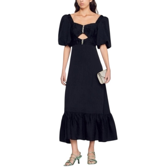 Sandro Dresses & Skirts - NWT Sandro Dress Falbala Noir Embellished Rhinestone Size US 4 - 6 / 38
